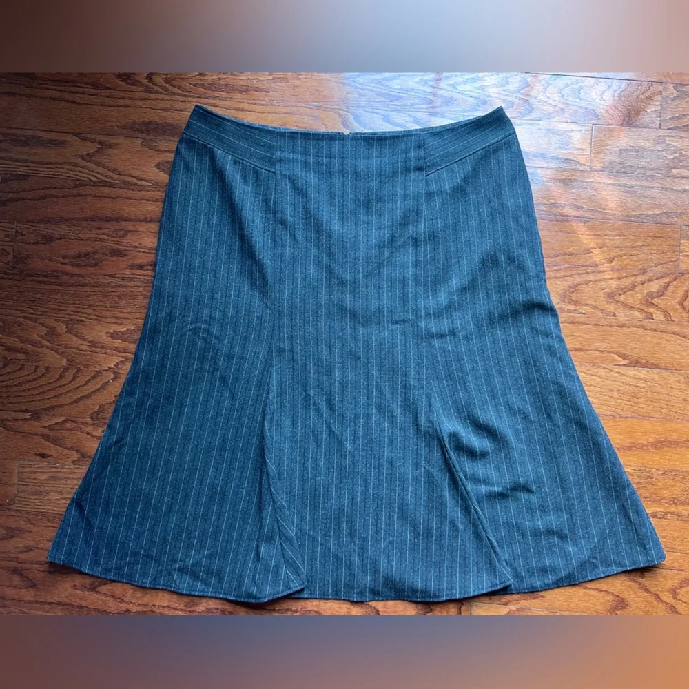 Worthington Navy Pinstripe A-Line Skirt